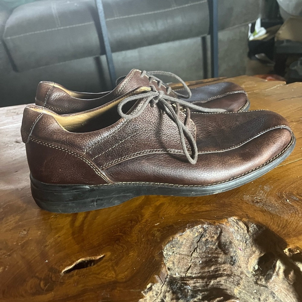 Johnston & Murphy Hunley Oxford Brown Leather Sheepskin Lace Shoes Men’s 10.5